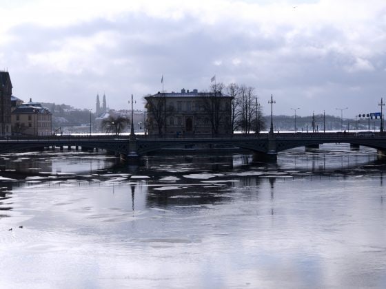 Stockholm im Winter Schwarz Weiß