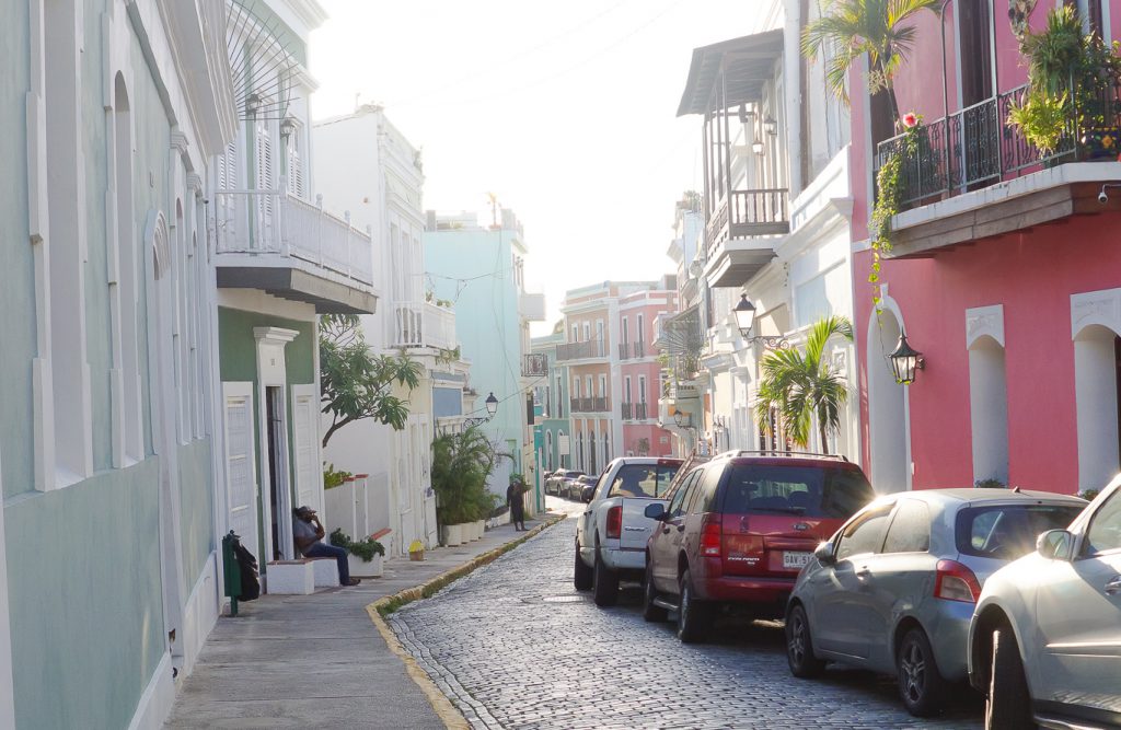 Colourful street in Ol San Juan Puerto Rico