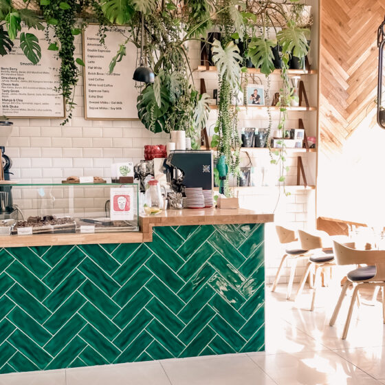 green tiles urban jungle cafe